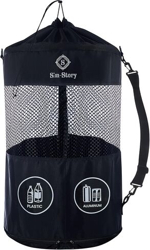 Selective Boat Trash Can - Dual Compartment Nylon Mesh, Water Resistant, Bottom Zipper for Easy Trash Removal, Marine Accessories for Boating, Camping, Fishing (23.6" x 15.7" Black). in Saudi Arabia
