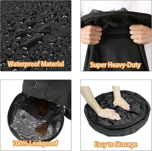 سلة مهملات القوارب المحمولة من WOMACO، حقيبة قمامة قابلة لإعادة الاستخدام للقوارب شديدة التحمل 600D، حقيبة تخزين قمامة مانعة للتسرب مع فتحة سحاب سفلية للقارب، الكاياك، التخييم، RV (فتحة سحاب، أسود) in Kuwait