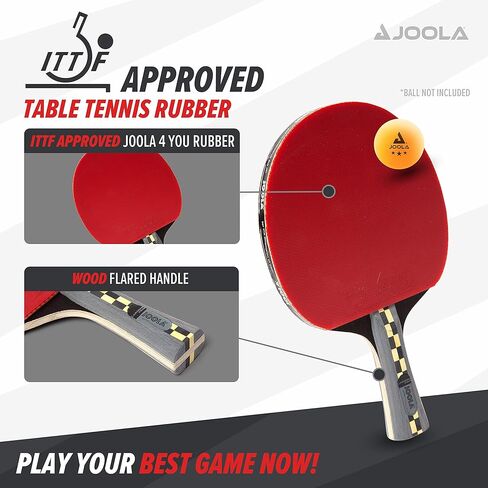مجداف Ping Pong الاحترافي من JOOLA Carbon Pro - مضرب بتقنية خشب الكربون ومطاط JOOLA 4 You باللون الأحمر/الأسود - مضرب تنس طاولة مصمم للسرعة in Kuwait
