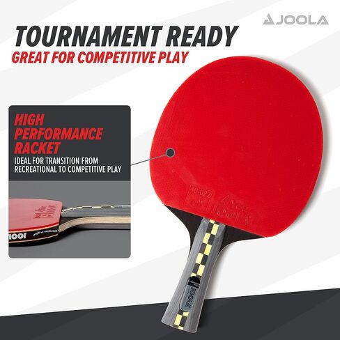 مجداف Ping Pong الاحترافي من JOOLA Carbon Pro - مضرب بتقنية خشب الكربون ومطاط JOOLA 4 You باللون الأحمر/الأسود - مضرب تنس طاولة مصمم للسرعة in Kuwait