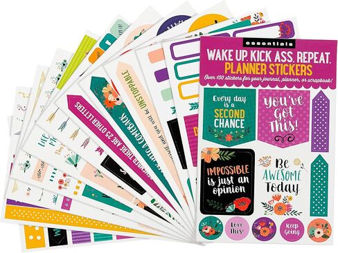 Essentials Planner Stickers -- Wake Up Kick Ass Repeat (Set of 150 Stickers) in Saudi Arabia