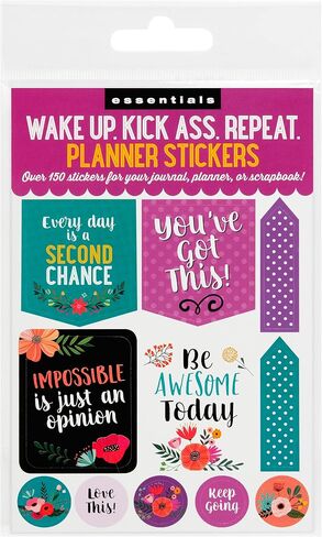 Essentials Planner Stickers -- Wake Up Kick Ass Repeat (Set of 150 Stickers) in Saudi Arabia