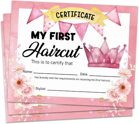 25 My First Haircut Certificate for Baby First Haircut Keepsake Certificate Milestone Marker First Haircut Award for Kids Baby Girl Boy Salon 8 x10 Inches Giraffe Lion Zebra Elephant Sloth - DH136 in Saudi Arabia