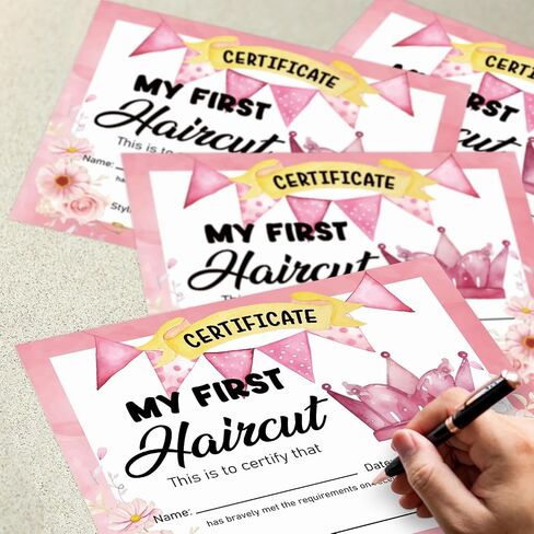 25 My First Haircut Certificate for Baby First Haircut Keepsake Certificate Milestone Marker First Haircut Award for Kids Baby Girl Boy Salon 8 x10 Inches Giraffe Lion Zebra Elephant Sloth - DH136 in Saudi Arabia