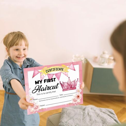 25 My First Haircut Certificate for Baby First Haircut Keepsake Certificate Milestone Marker First Haircut Award for Kids Baby Girl Boy Salon 8 x10 Inches Giraffe Lion Zebra Elephant Sloth - DH136 in Saudi Arabia