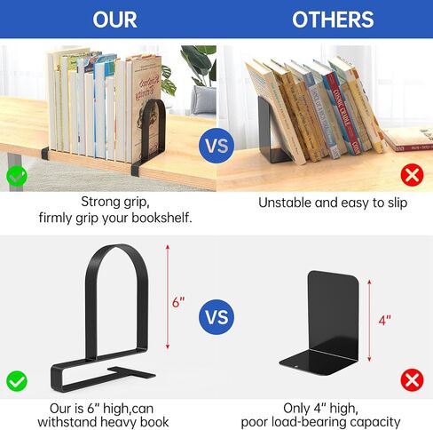 Sturdy Clamped Bookends for Shelves,Metal Heavy Duty Clamped Book Ends Book Shelf Holders, Clamped Non-Skid Bookend Stopper Supports,Book Shelf Holders for Office/Home/Class/Library in Kuwait