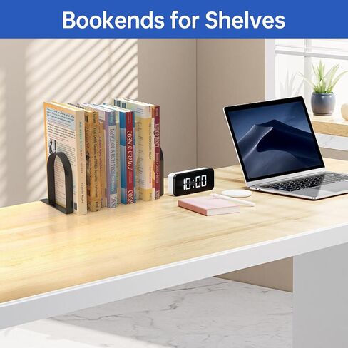 Sturdy Clamped Bookends for Shelves,Metal Heavy Duty Clamped Book Ends Book Shelf Holders, Clamped Non-Skid Bookend Stopper Supports,Book Shelf Holders for Office/Home/Class/Library in Kuwait