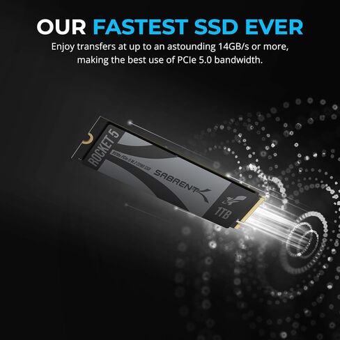 SABRENT Rocket 5 4 تيرابايت أداء داخلي متقدم M.2 PCIe GEN 5 14 جيجابايت/ثانية X4 NVMe SSD (SB-RKT5-4TB) in Saudi Arabia