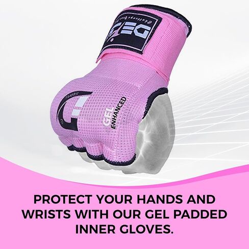 DEFY Gel Padded Premium Inner Gloves with Hand Wraps MMA Muay Thai Boxing Training Fight PAIR in Saudi Arabia