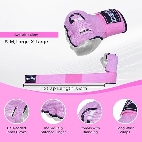 DEFY Gel Padded Premium Inner Gloves with Hand Wraps MMA Muay Thai Boxing Training Fight PAIR in Saudi Arabia