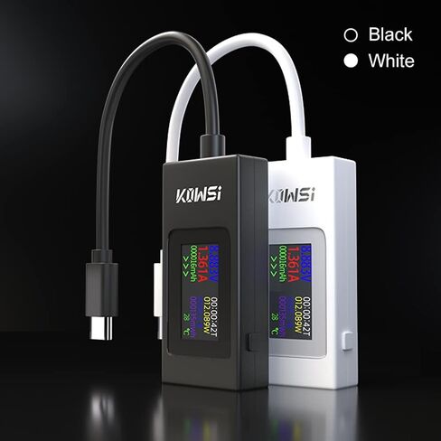 2 قطعة جهاز اختبار USB من النوع C الفولتميتر جهاز اختبار التيار الكهربائي 4-30 فولت 5 فولت 12 فولت 24 فولت 0-6.5 أمبير 120 واط مقياس الطاقة المتعدد مقياس التيار الكهربائي من النوع C شاحن USB فاحص سعة العرض الملونة محول الشحن السريع (أسود) in Kuwait