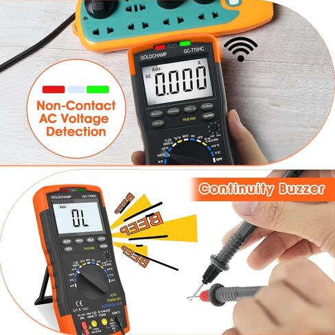مقياس أمبير رقمي مع 6000 عدد متعدد المتر AC DC اختبار السعة الحالية AC DC الفولتميتر أوم متر مع NCV، درجة الحرارة (درجة مئوية/درجة فهرنهايت)، عرض الإضاءة الخلفية، إيقاف تلقائي للسيارات والأدوات الكهربائية in Saudi Arabia