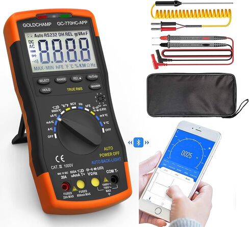 مقياس أمبير رقمي مع 6000 عدد متعدد المتر AC DC اختبار السعة الحالية AC DC الفولتميتر أوم متر مع NCV، درجة الحرارة (درجة مئوية/درجة فهرنهايت)، عرض الإضاءة الخلفية، إيقاف تلقائي للسيارات والأدوات الكهربائية in Kuwait