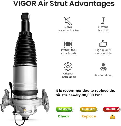 ممتص صدمات الهواء الخلفي الأيسر من VIGOR متوافق مع 2011-2015 Audi Q7، VW Touareg، Porsche Cayenne II Car Air Strut، OEM استبدال رقم 7P6616019J، 7P6616019H in Kuwait