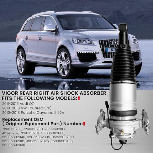 ممتص صدمات الهواء الخلفي الأيسر من VIGOR متوافق مع 2011-2015 Audi Q7، VW Touareg، Porsche Cayenne II Car Air Strut، OEM استبدال رقم 7P6616019J، 7P6616019H in Saudi Arabia