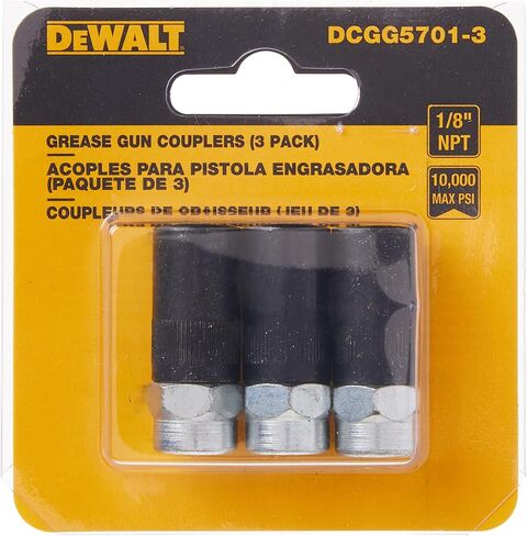 DEWALT Grease Gun Coupler, Heavy Duty, NPT, 1/8-Inch, 3-Pack (DCGG5701-3) in Saudi Arabia
