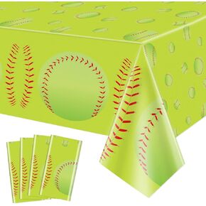 4 Pack Softball Tablecloth - 86.6"x 51.2" Softball Party Supplies for Girls Table Covers Softball Theme Party Softball Birthday Decorations Softball Fans