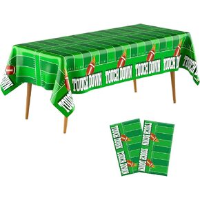 مفرش طاولة كرة القدم، ديكورات حفلات كرة القدم، مفرش طاولة كرة القدم، من البلاستيك القابل للتصرف، 2 عبوة 54 بوصة × 108 بوصة، غطاء طاولة لمس لمستلزمات أعياد الميلاد لكرة القدم، لعبة Superbowl ديكورات حفلات الباب الخلفي in Kuwait