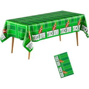 Football Tablecloth Football Party Decorations Football Table Cloth Disposable Plastic 2 Pack 54" X 108" Touchdown Table Cover for Football Birthday Supplies Superbowl Game Tailgate Party Decorations