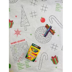 Christmas Coloring Tablecloth and 24 Crayons/Kids Christmas Activities/Christmas Coloring Tablecloth for Kids/Christmas Party Activities for Kids