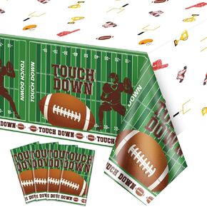 4Pcs Football Tablecloths - 51 x 86.6 Football Touch Down Table Cover Rectangular Football Table Decorations for Gameday Tailgate Party Football Birthday Party Decorations