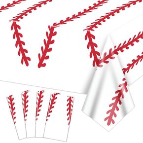 4 Pack Baseball Tablecloths - Baseball Party Table Cover Rectangular Baseball Pattern Table Cloth for Kids Sports Baseball Birthday Party Supplies, 86.6" x 51.2"