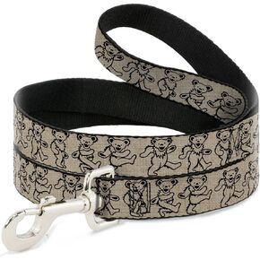 Buckle-Down Dog Leash Dancing Bears Hemp Black 6 Feet Long 1.0 Inch Wide, Multicolor