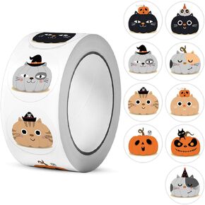 Halloween Roll Stickers Happy Halloween Round Seal Labels 500 PCS 1" Self-Adhesive Decorative Gift Tags for Trick or Treat Envelope Card Present Box Cupcake Party Favors