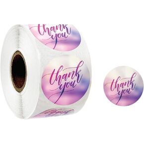 Foclover 500 Pcs Labels 1" Purple Thank You Stickers Sealers Self-Adhesive for Decoration, for Birthdays, Weddings, Giveaways, Bridal Showers and Perfect for Small Business Owner