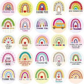 Thank You Stickers for Teachers 250pcs Teacher Appreciation Week Sticker Labels for Envelopes Greeting Cards Bags