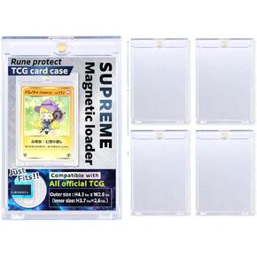 Rune Protect Magnetic Card Holders for Trading Cards case 35Pt UV Cut Fit for TCG, MTG,Baseball Football Sports,Anime Character,Game Cards Storage and Display (Display case×4 Only (No Set))