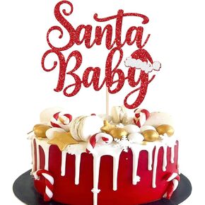 1 Pack Christmas One Cake Topper with Glitter Christmas Hand First Birthday Cake Topper Picks Decorations for Christmas Theme Baby Shower 1st Birthday Party Decorations Supplies Red in Kuwait