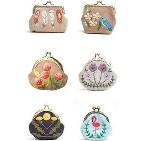 CIMAXIC 1 Set Handmade Embroidery Lock Purse Kit with Wool Needle Accessories for Beginners Clutch Bag Crafting Tools for Women Girls Herb Berry Style