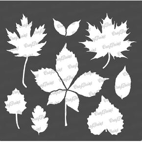 CrafTreat Reusable Leaves Stencils for Painting on Wood - Autumn Leaves - 6X6 Inches - Leaf Art Stencils for Fabric Painting - Fall Leaf Stencils for Painting Walls and Furniture