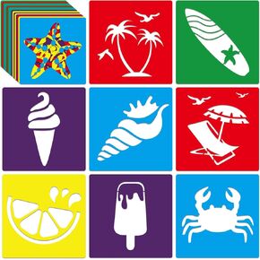 24 Piece Stencils for Kids Stencils for Painting Sidewalk Chalk Stencils Outdoor Garden Themed Stencils Hawaii Style Collection-5in