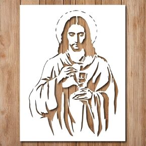 Jesus Stencil - Religious Christian Easter Christmass Xmas Stencils Reusable for Painting on Wood, Glass, Wall, Rock, Walls, Glassware, Canvas - Jesus Christ Painting Stencil (8.5x11)