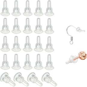 50pcs Silicone Earring Backs, Full-Cover Clear Earring Backs, Dust-Proof, Hypoallergenic Soft Ear Safety Pads Backstops for Stabilize Earring Studs Hooks (10x6mm)