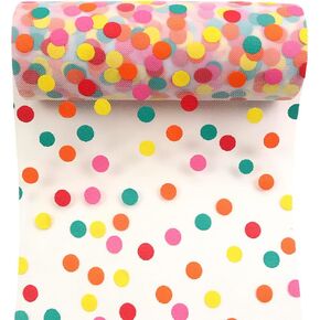 Colored Dots Tulle Rolls 6 inch x 10 Yards (30 feet) Black Color Tulle Rolls Spool Fabric Tutu for DIY Skirts Wedding Gift Wrap Sewing Crafting Bow Bridal Decorations Birthday Party (Black)