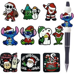 10Pcs Silicone Focal Beads for Pens Christmas Silicone Beads Focal for Keychain Making Silicone Focal Beads for Pens Silicone Beads for Crafts Decoration(10 Designs Xmas) in Saudi Arabia