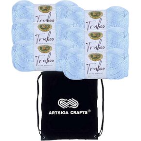 Lion Brand Truboo Slate 837-150 (6-Skeins - Same Dye Lot) DK Light Worsted #3 Rayon Yarn for Crocheting and Knitting with Project Bag
