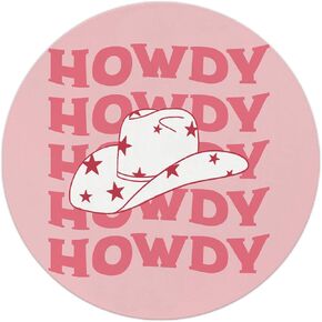 QUICQOD Pink Cowgirl Howdy Mouse Pad,Trendy Preppy Round Mouse Pad,Teen Girl Gifts,Aesthetic Non-Slip Rubber Base Mousepads for Home Office Dorm Desk Decor,8.7 x 8.7 Inch