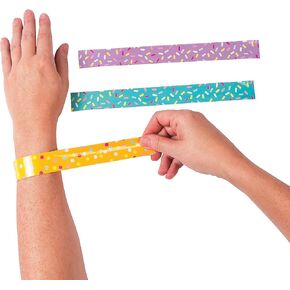 Fun Express Donut Party Sprinkle Slap Bracelets (Set of 12) Party Supplies and Favors Multicolored