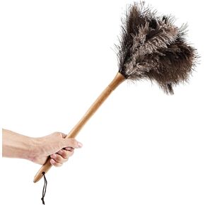 Ostrich Feather Duster, 16-Inch, Indulge in Effortless Elegance with Premium Reusable Design for Thorough, Eco-Friendly Cleaning of Delicate Items, Antiques, and Electronics