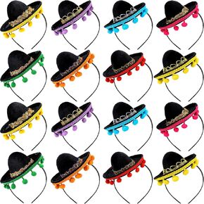 Cinco De Mayo Sombrero Headband Fiesta Fabric and Straw Headband for Mexican Party Decor Luau Event Photo Prop