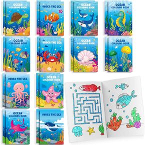 BenLouis 24 Pcs Under the Sea Mini Coloring Books Kids Ocean Animals Party Favors Small Activity Books Bulk for Kids Mermaid Fish Birthday Birthday Goodie Bags Stuffers Return Gifts Classroom Travel