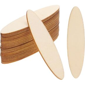 PATIKIL 80x40mm Wood Pieces, 20 Pack Unfinished Oval Wood Shapes Blank Wooden Cutouts Ornaments Natural for Christmas Party Craft Projects