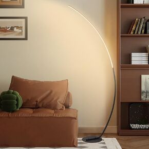 Retro Bamboo Floor Lamp, Boho Arc Floor Lamp, Led Farmhouse Reading Floor lamp for Living Room Bedroom Restaurant Study Room Office (Marble Base)