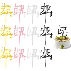 12PCs Cake Toppers Happy Birthday Acrylic Happy Birthday Cake Topper Decorations Happy Birthday Topper for Girls Women's Birthday Party Happy Birthday Sign for Cake Cupcake Decoration Supplies