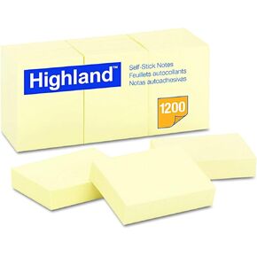 Highland 6539YW Self-Stick Notes, 1 1/2 x 2, Yellow, 100-Sheet (Pack of 60)