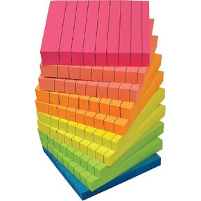 Better Office Products Lined Sticky Notes 3 x 3, 10 Pack, 1,000 Sheets (100/Pad), Self Stick Notes with Lines, Bright Assorted Colors, Post Memos, Strong Adhesive, 10 Pads
